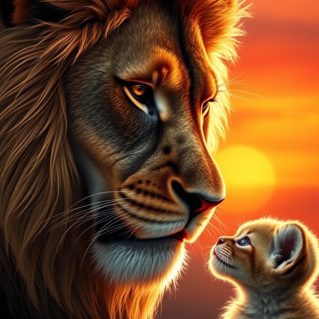 Lion and Kitten: A Touching Savannah Moment