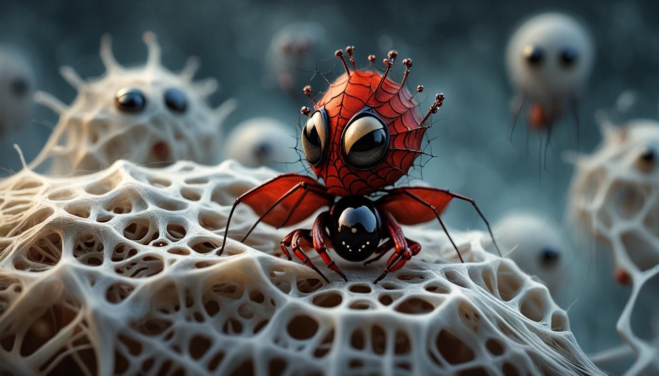 Pagan's Despair: Surreal Spiderweb Eye Portrait