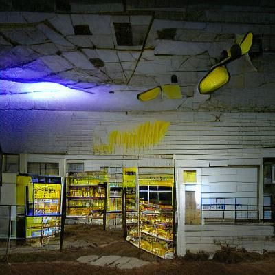 Abandoned Grocery Store in Yellow Light