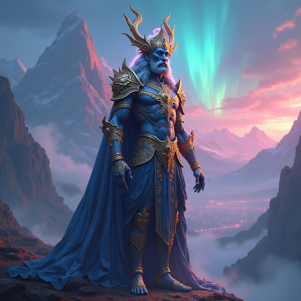 Majestic Deity at Realm's Edge: Matte Painting