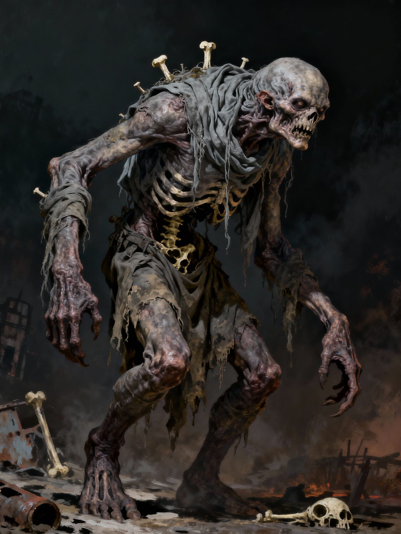Horror Art: Deformed Gray Stalkers in Post-Apocalyptic World