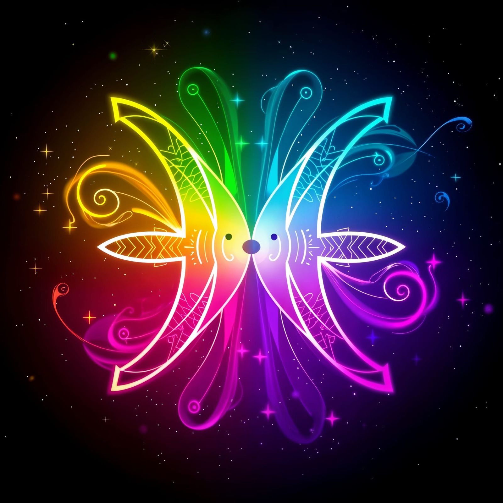 Maximalist Psychedelic Dreamscapes of Symmetric Kissing Fish...