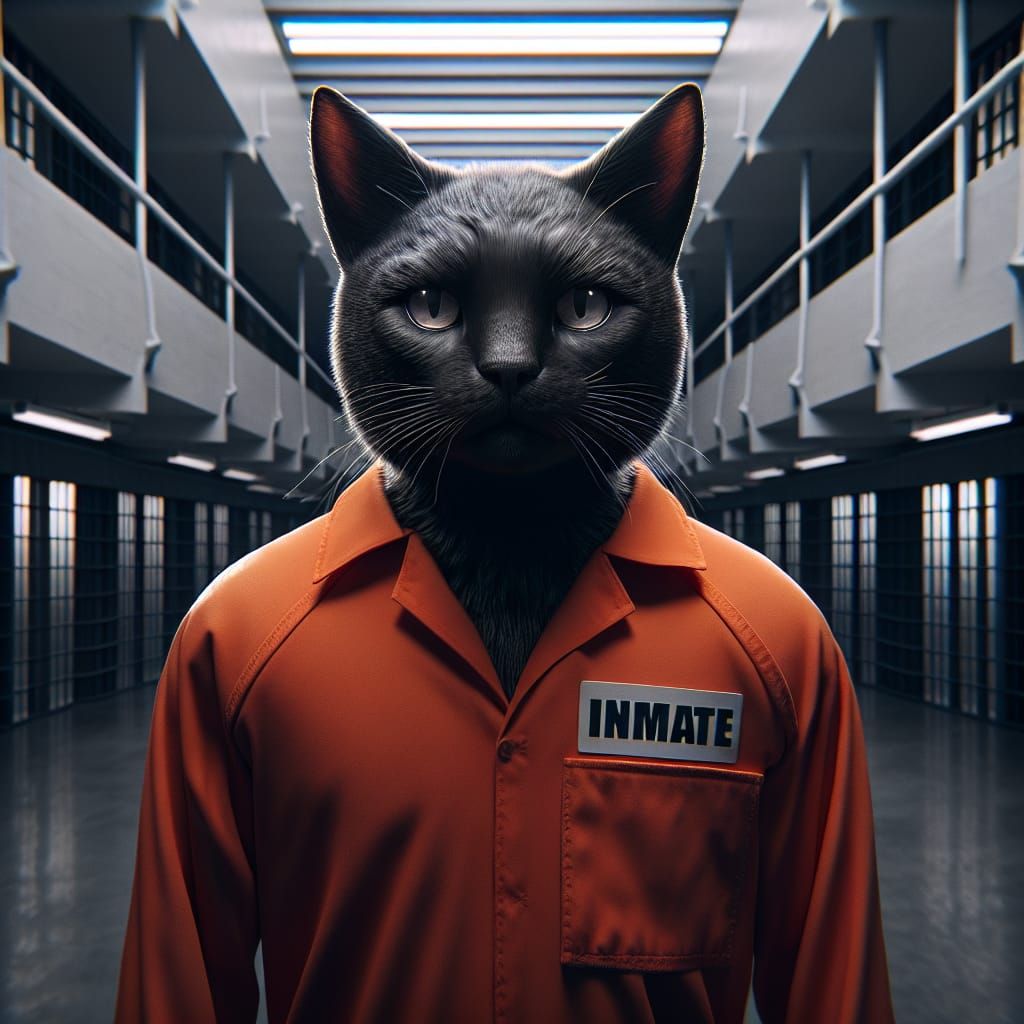 Humanoid Havana Black Cat Inmate in Prison