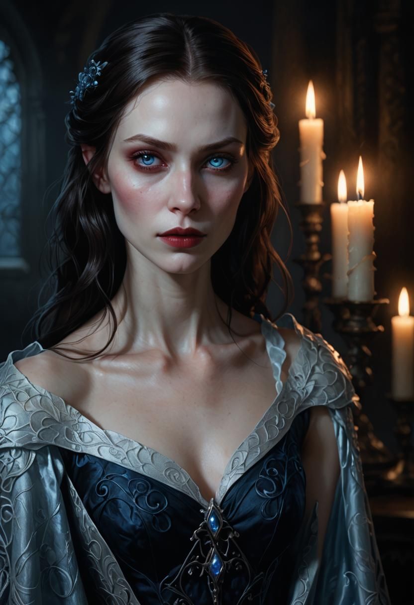 Gothic Vampire Portrait with Volumetric Lighting