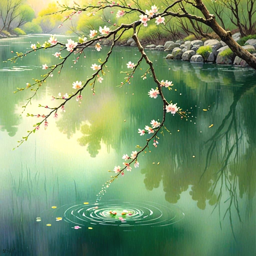 Jade Beads and Plum Blossoms in Divine Light