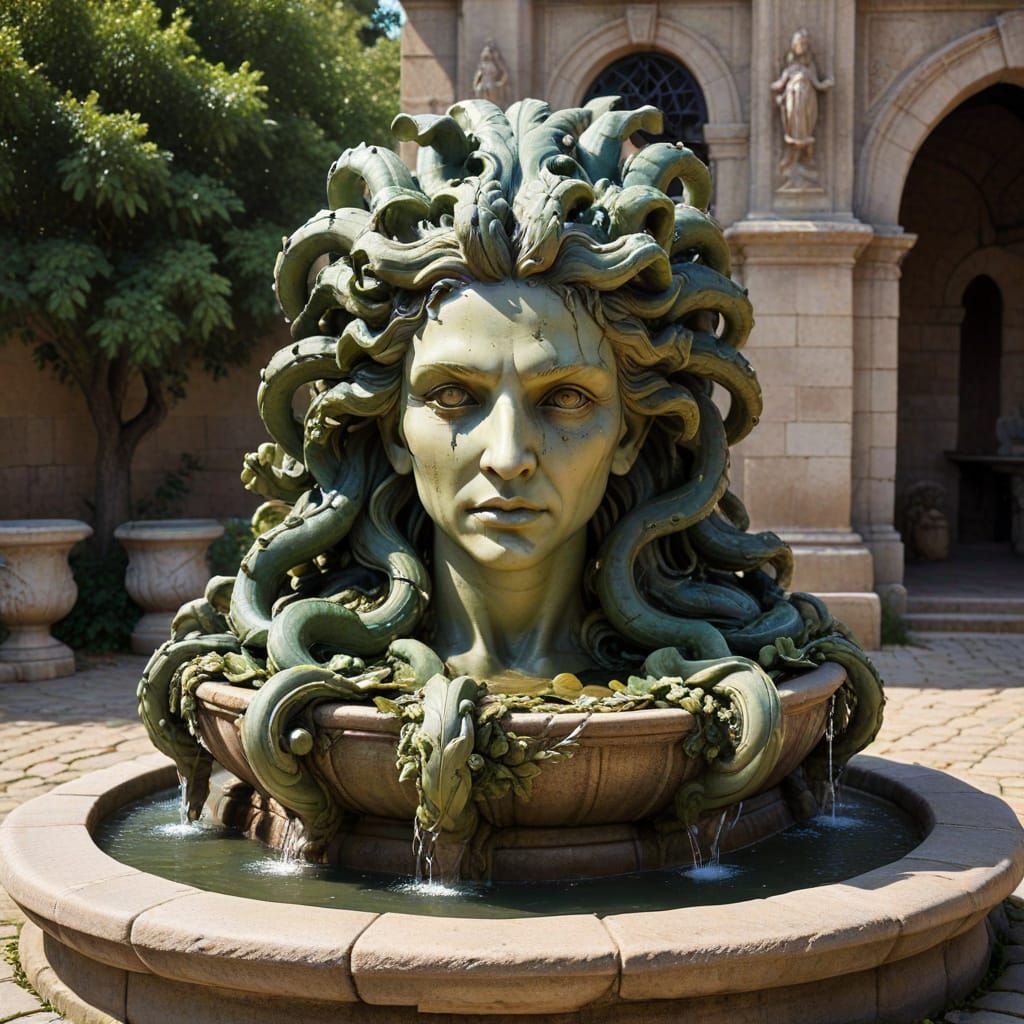 Gorgon Fountain Sculpture