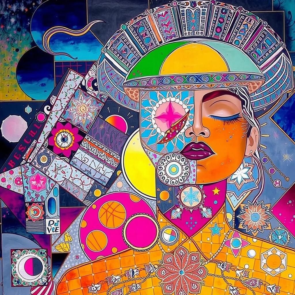 Elegant Fantasy Portrait with Gold Leaf Application