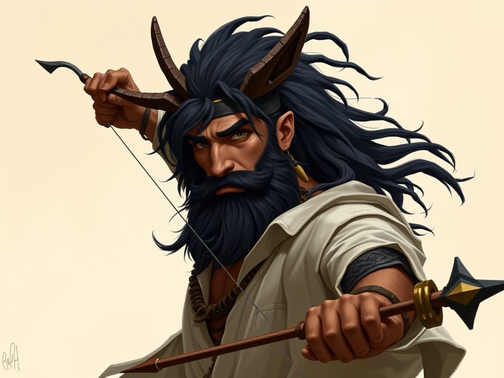 Muscular Male Centaur Champion with Bow and Arrow