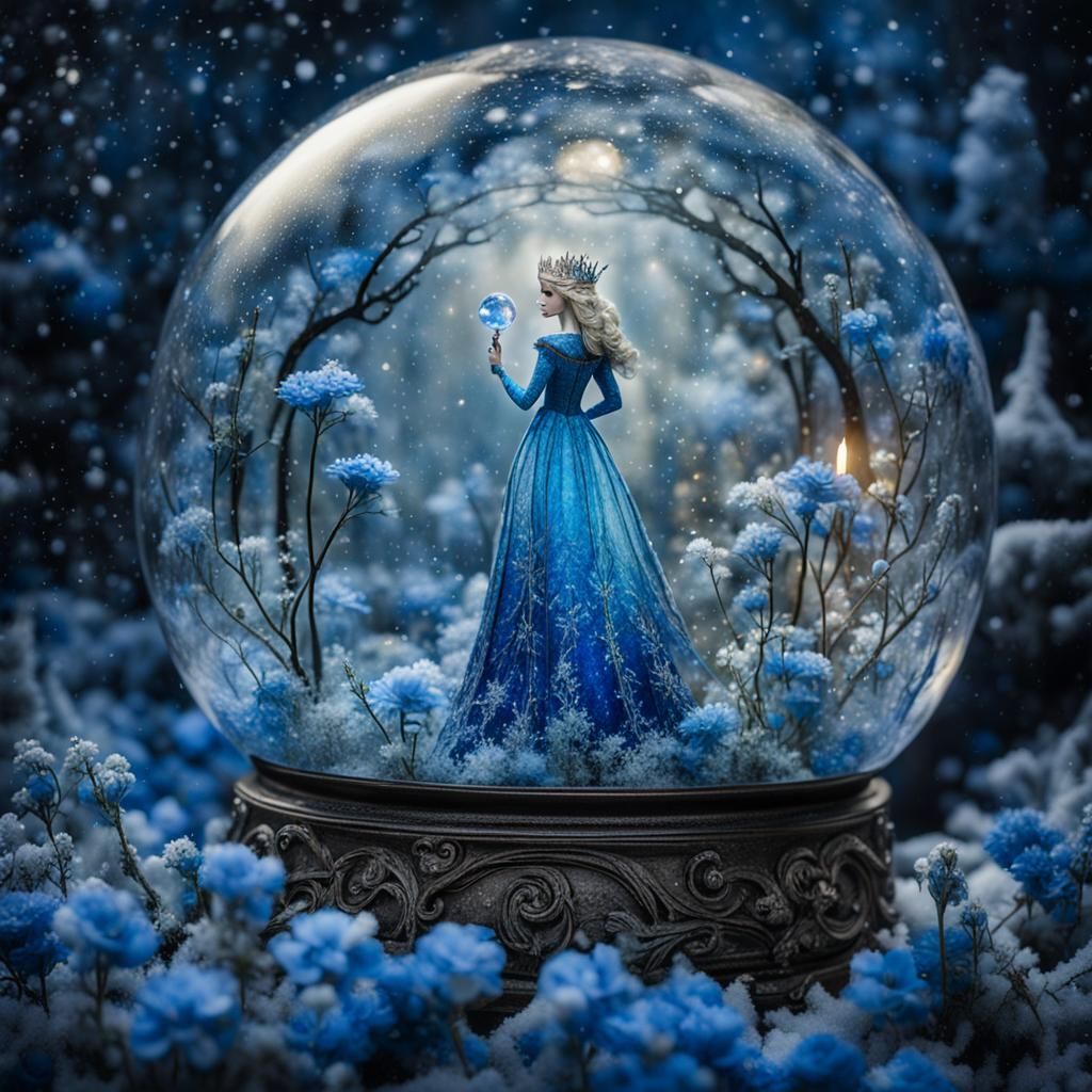 Glass Snow Queen Narnia Globe with Flowers