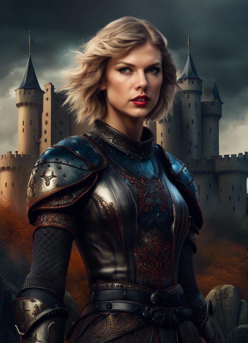 Taylor Swift as Medieval Warrior, Detailed Matte Painting