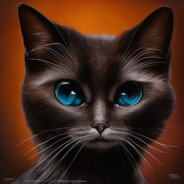 Anthropomorphic Cat Portrait in Dark Surrealism Style
