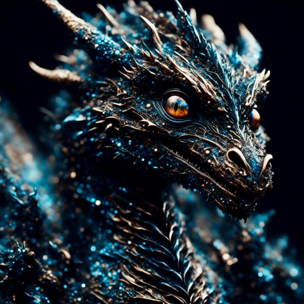 Close-Up of Patterned Baby Dragon Losing Spark