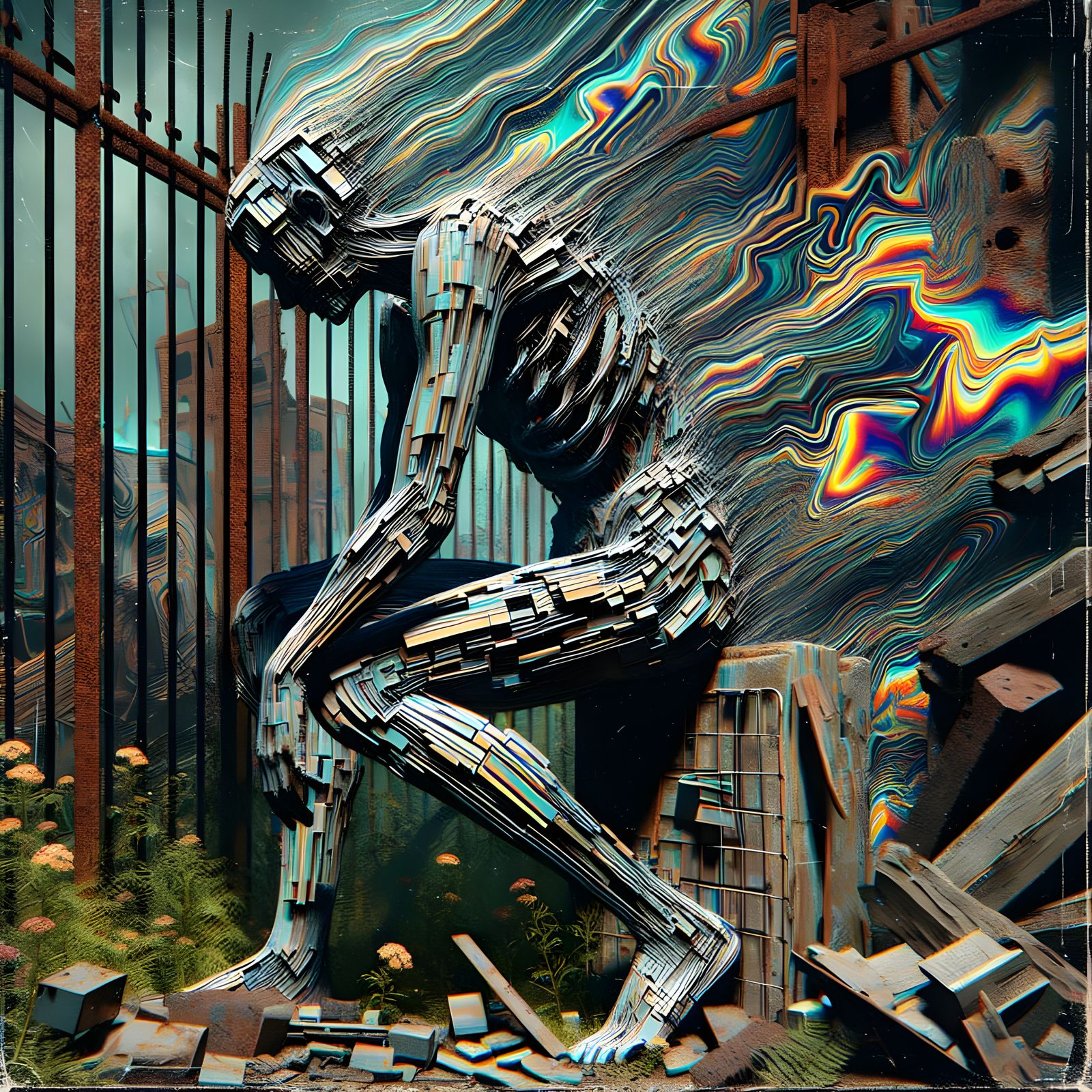 Distorted Figure Glitching in Junkyard Ruins