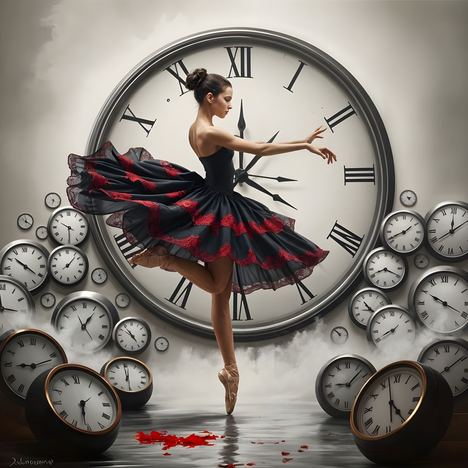 Surrealist Ballet Dancer in an Enchanted Clockwork World