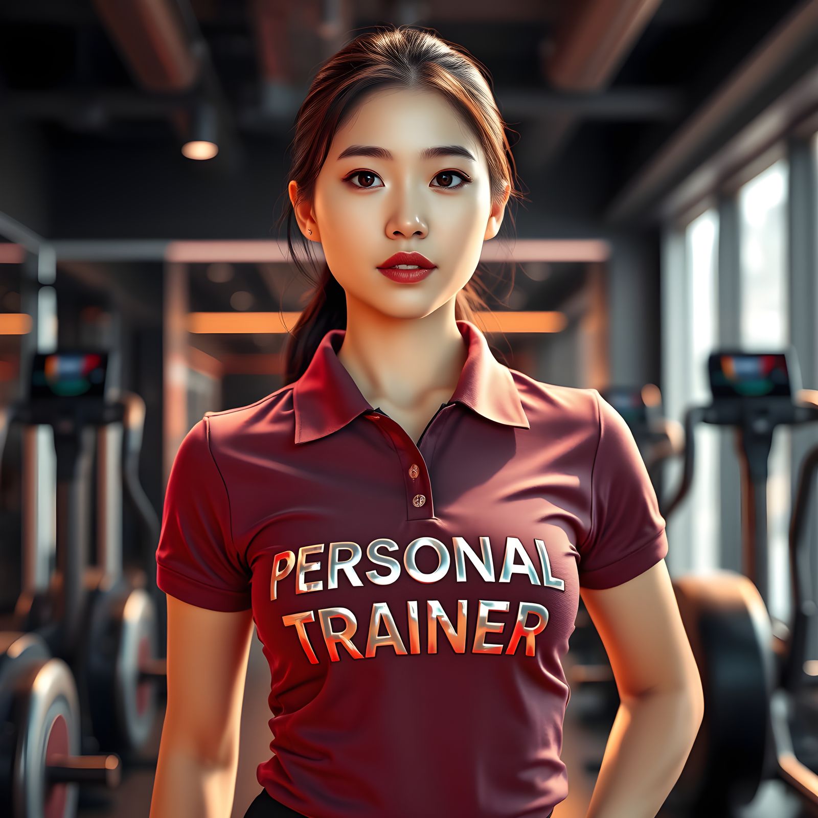 Asian Woman as Personal Trainer: Matte Painting