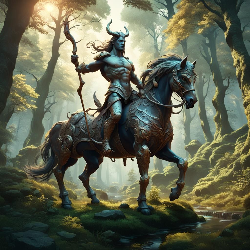 Majestic Centaur in Forest: Dark Fantasy Concept Art