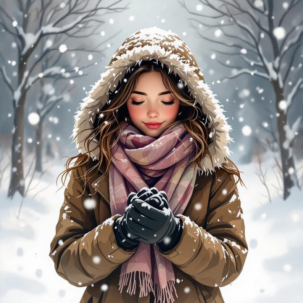 Winter Wonderland Snowflakes in Watercolor Style