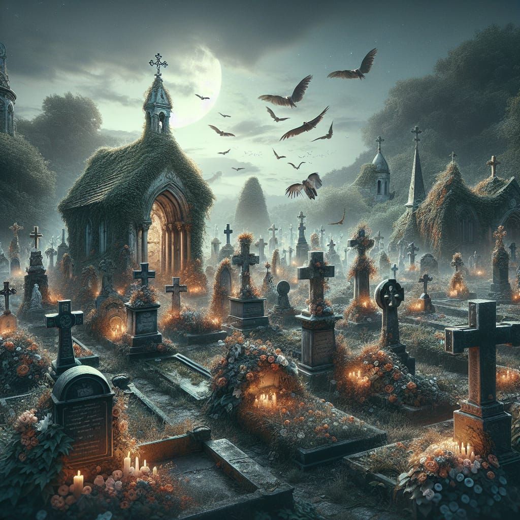 Surreal European Cemetery Digital Matte Painting