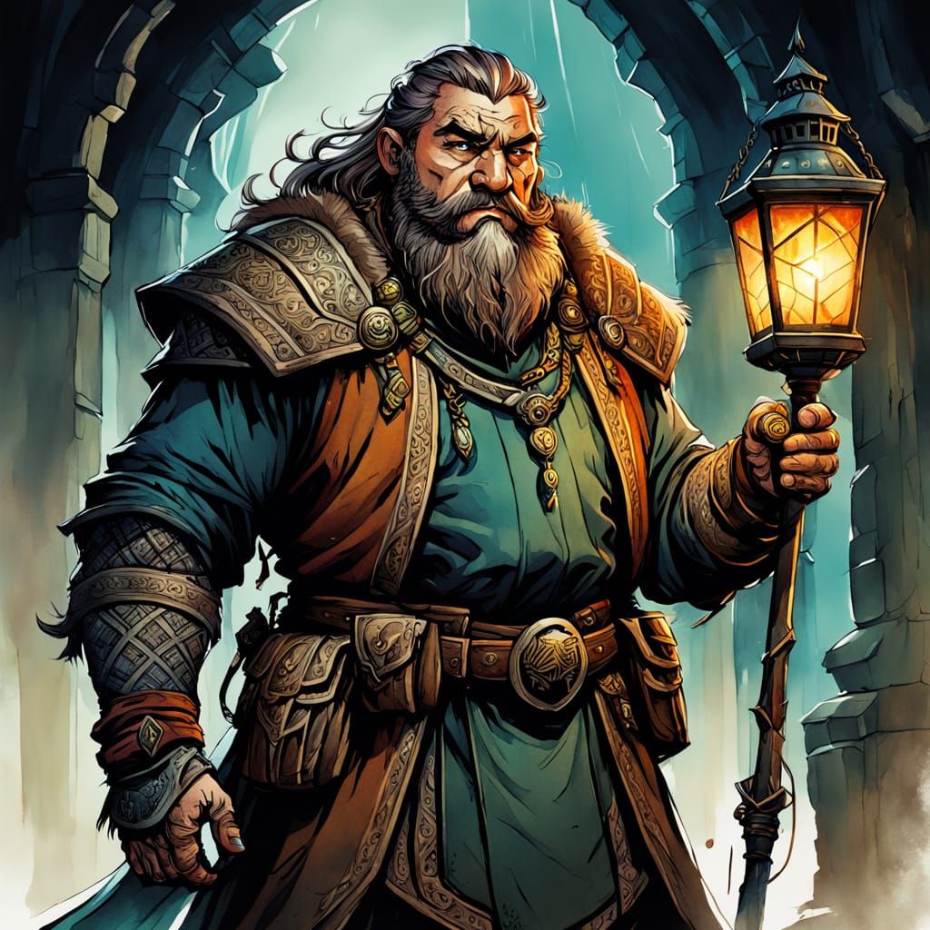 Fantasy Dwarven Noble in Watercolour Illustration