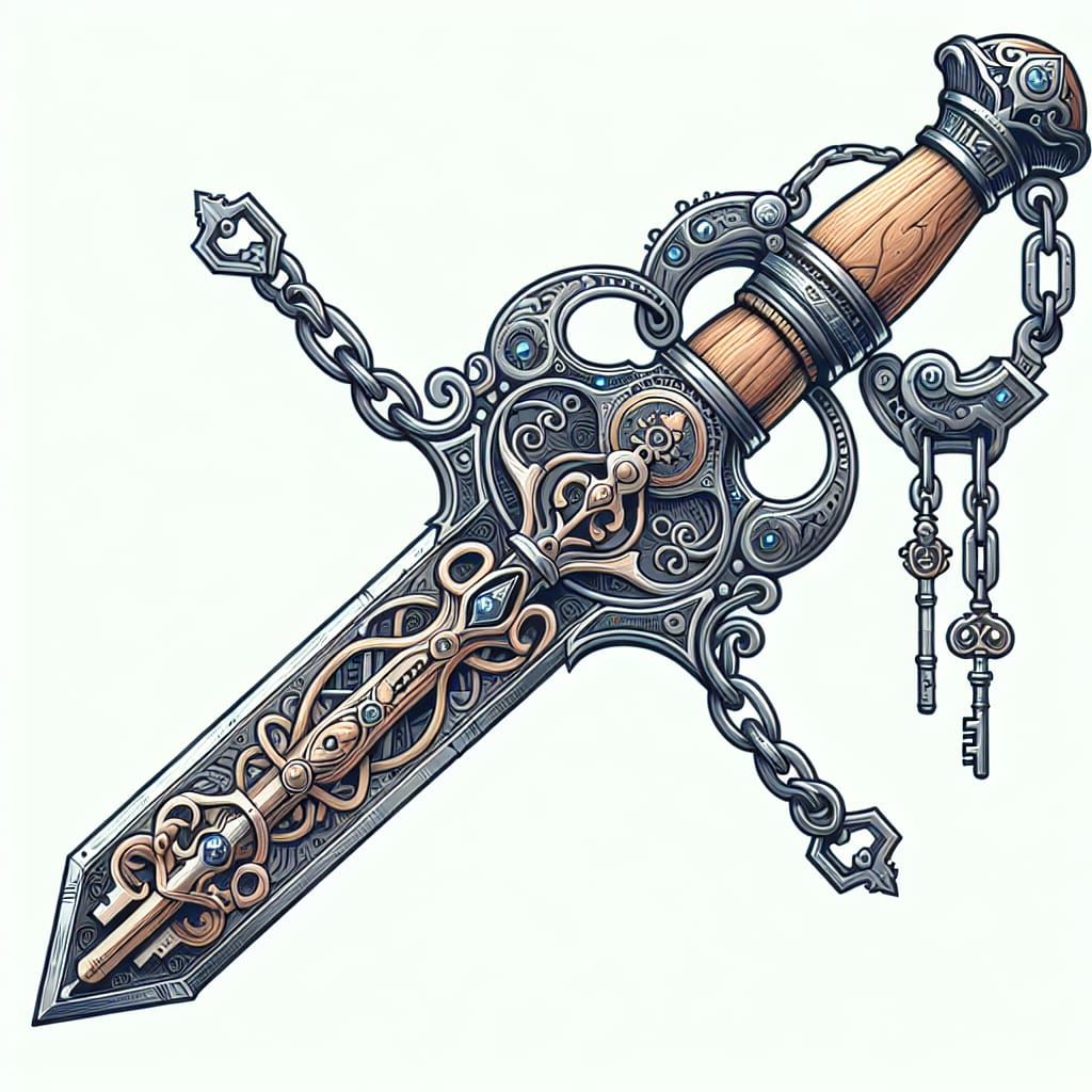 Fantastical Keyblade Weapon with Silver Embellishments