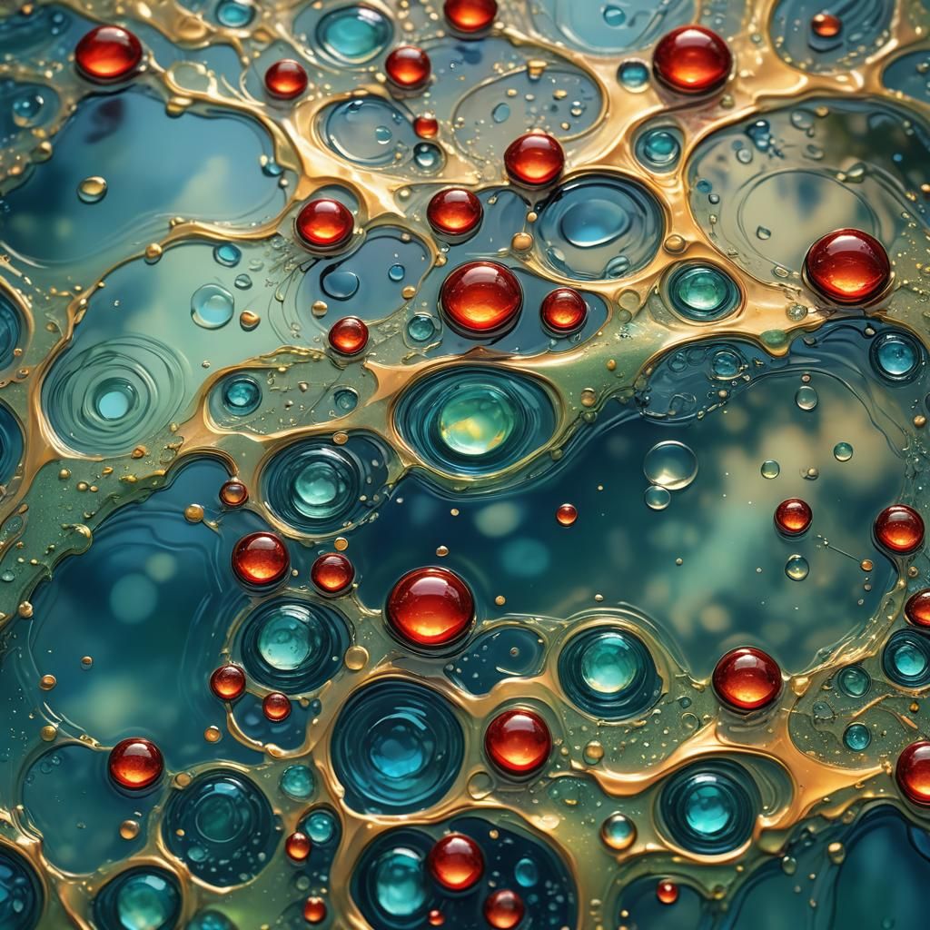 Hyperrealistic Water Flow with Golden Light Reflections