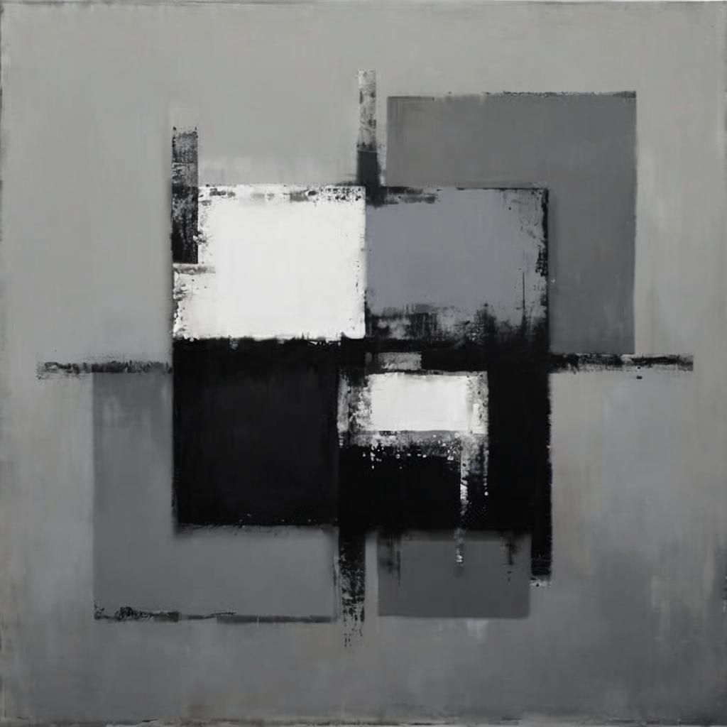 Abstract Grey Composition in Mondrian Style
