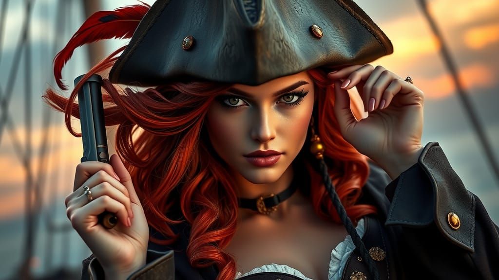 Fierce Pirate Captain Portrait in Digital Painting Style