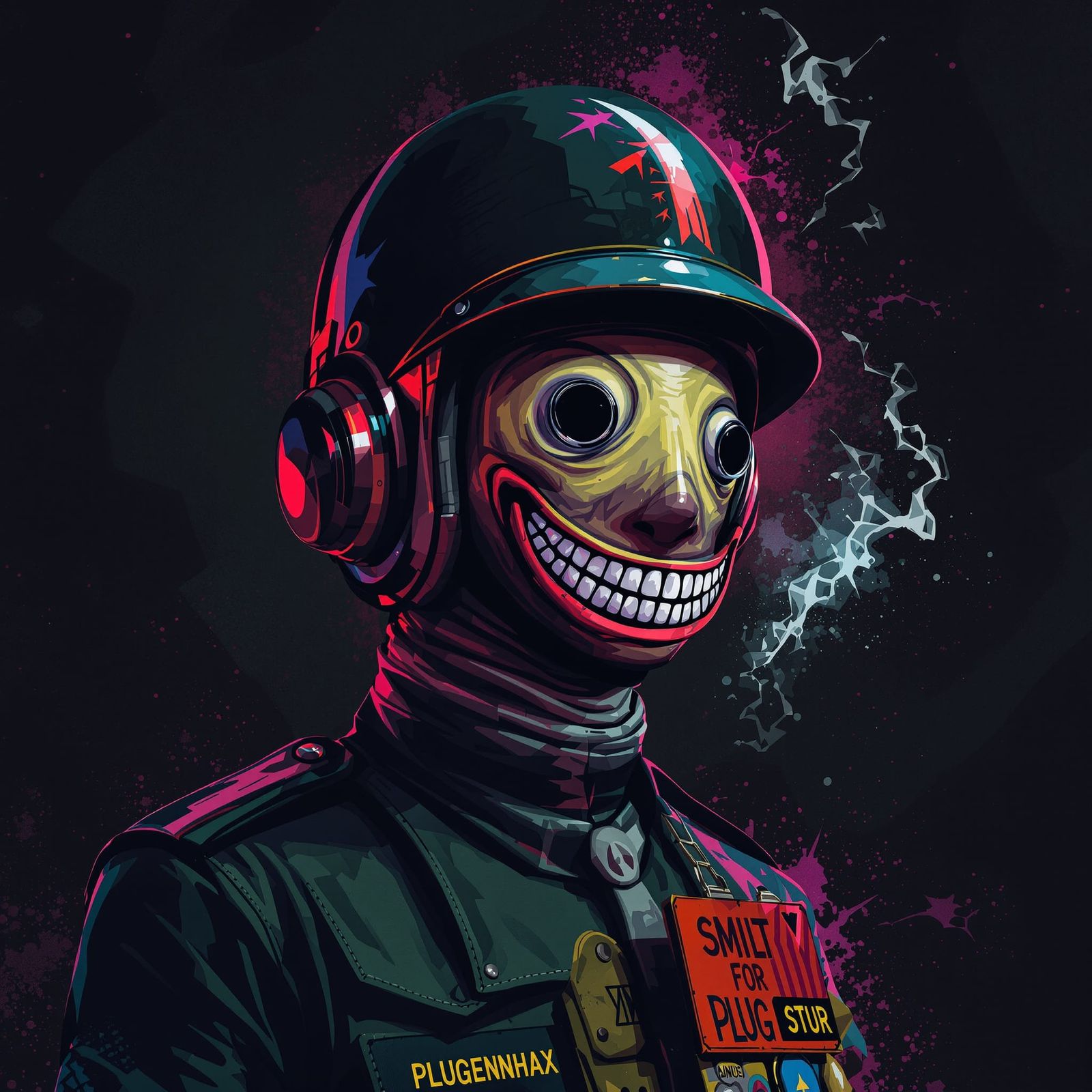 Eerie Character Portrait in Primitivist Style