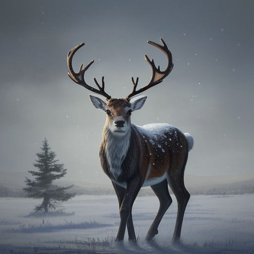 Winter Wonder Reindeer in Vibrant Oil Painting