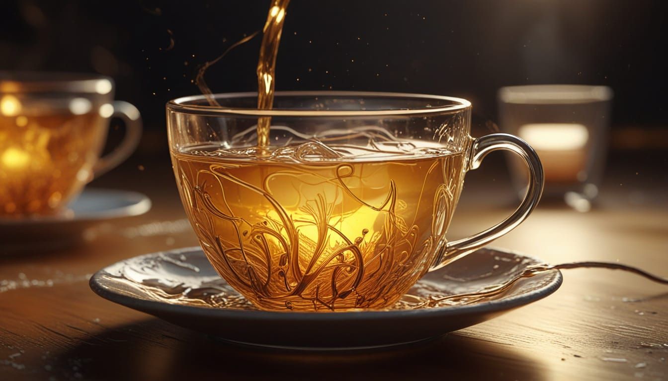 Teacup Filled with Swirling Liquid Light