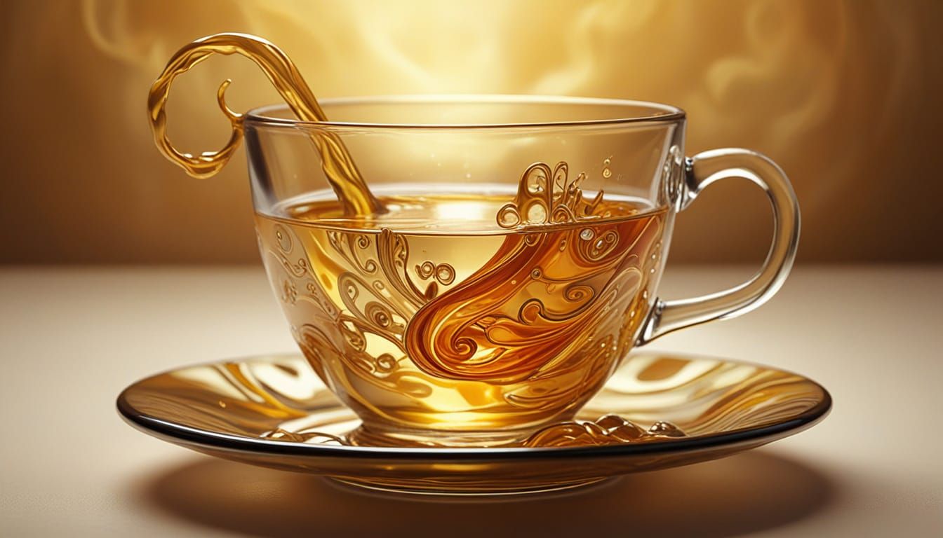 Surreal Teacup Filled With Swirling Light, Oil Painting