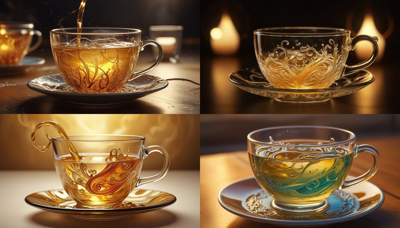 Teacup Fills with Swirling Liquid Light