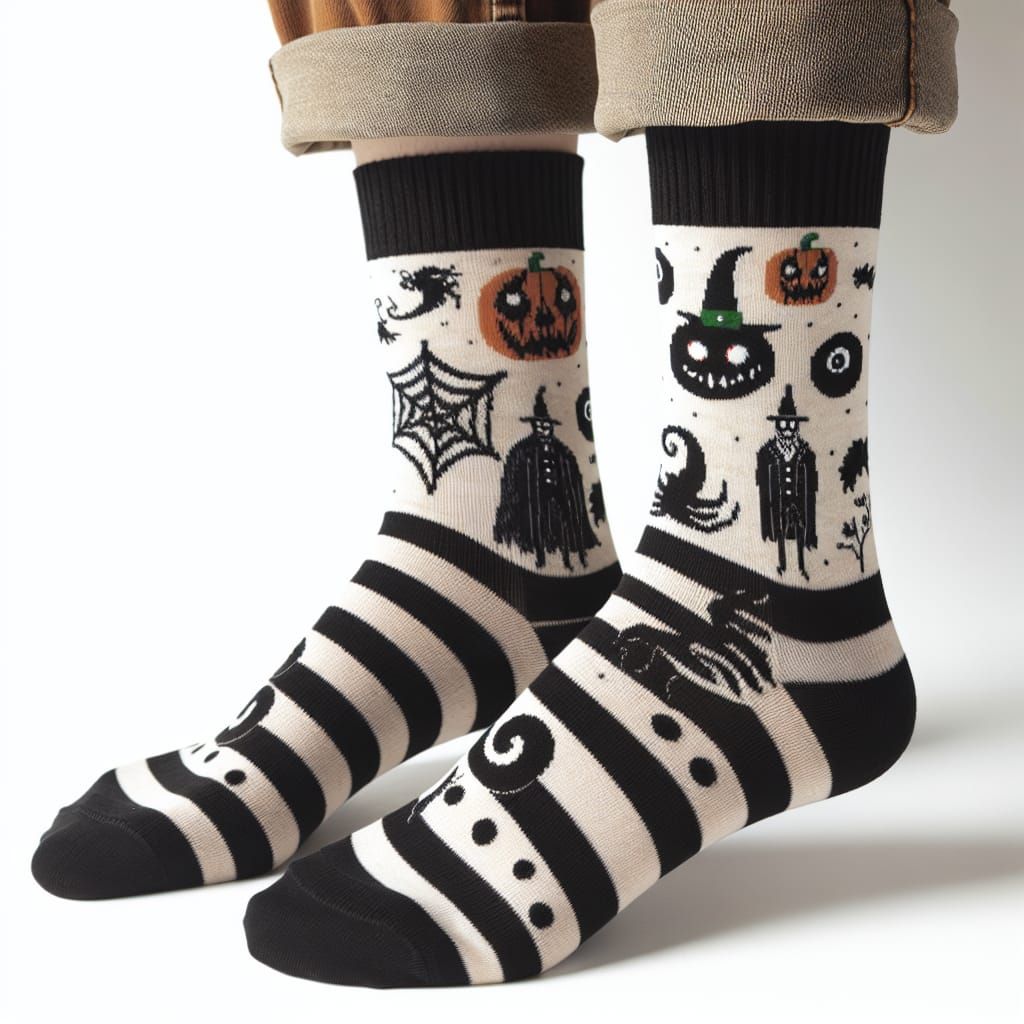 Gothic Fantasy Socks in Black and White