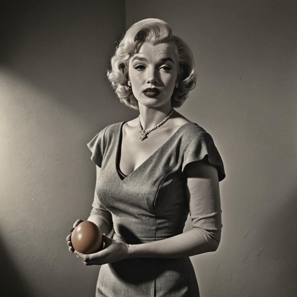 Marilyn Monroe and the Egg, in Film Noir Style