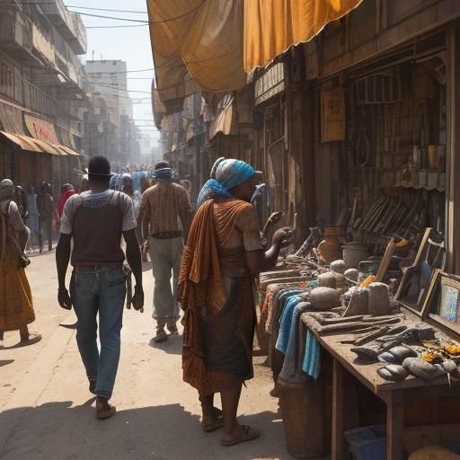 Vibrant African Streetlife in Warm Sunlight