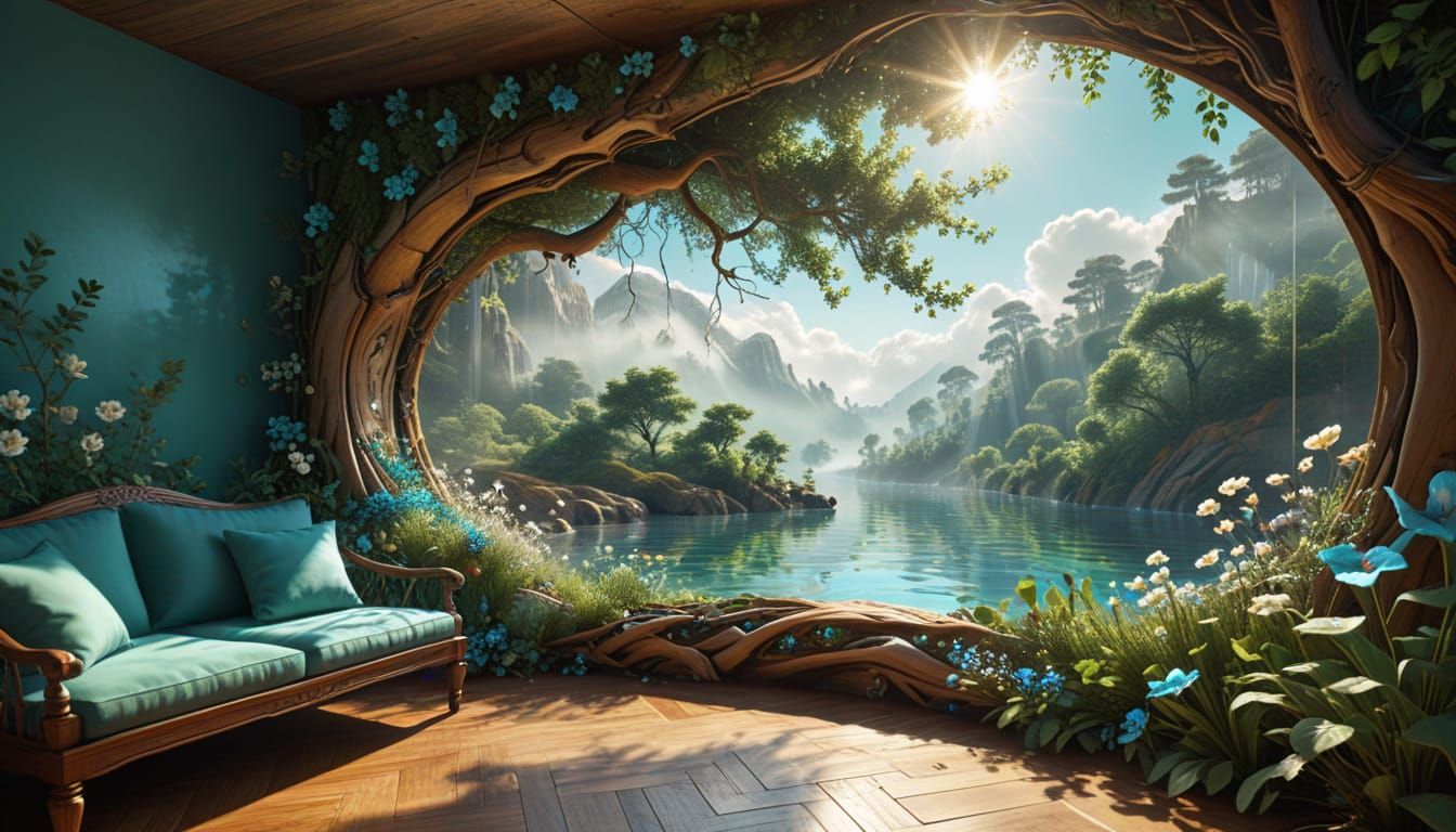 Enchanted Tree Branch Walkway Cafe with Forest Views