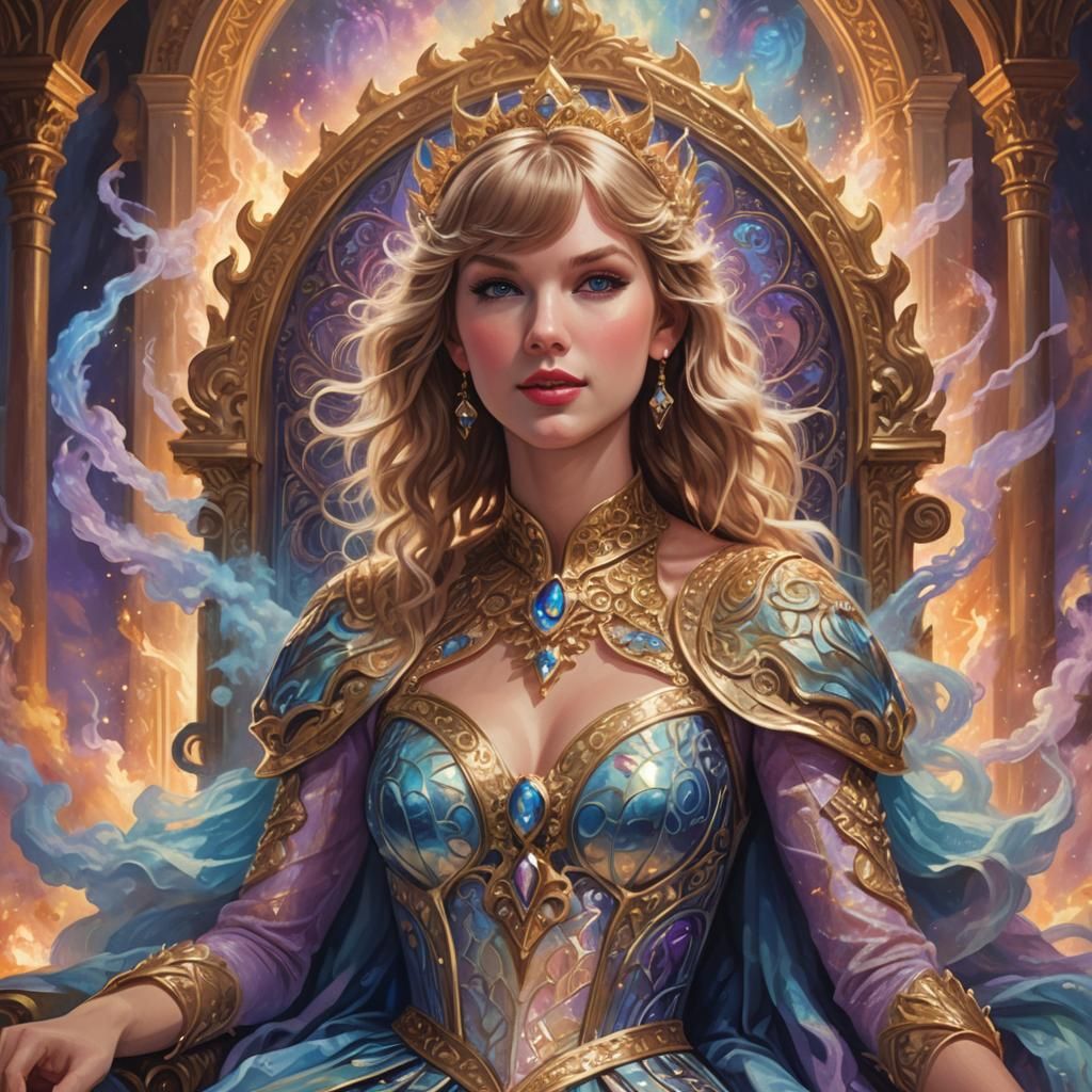 Fantasy Portrait: Woman in Throne Room with Glowing Gas