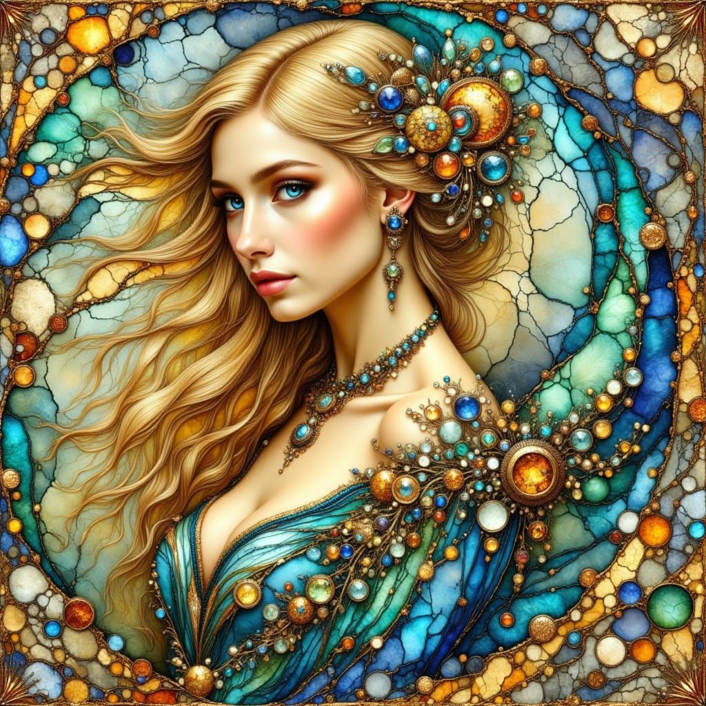 Golden Goddess with Turquoise Jewels