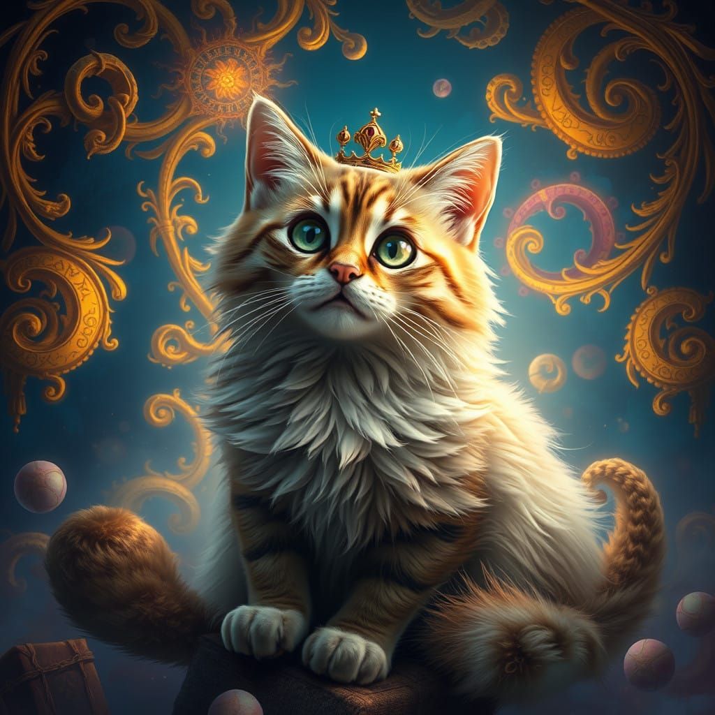 Regal Kitty Cat in Whimsical Dreamscape