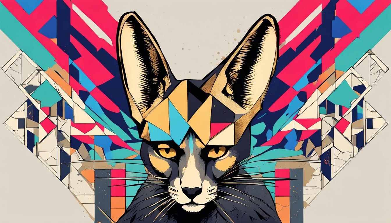 Cyborg with Animal Jewelry in Geometric Pop Art