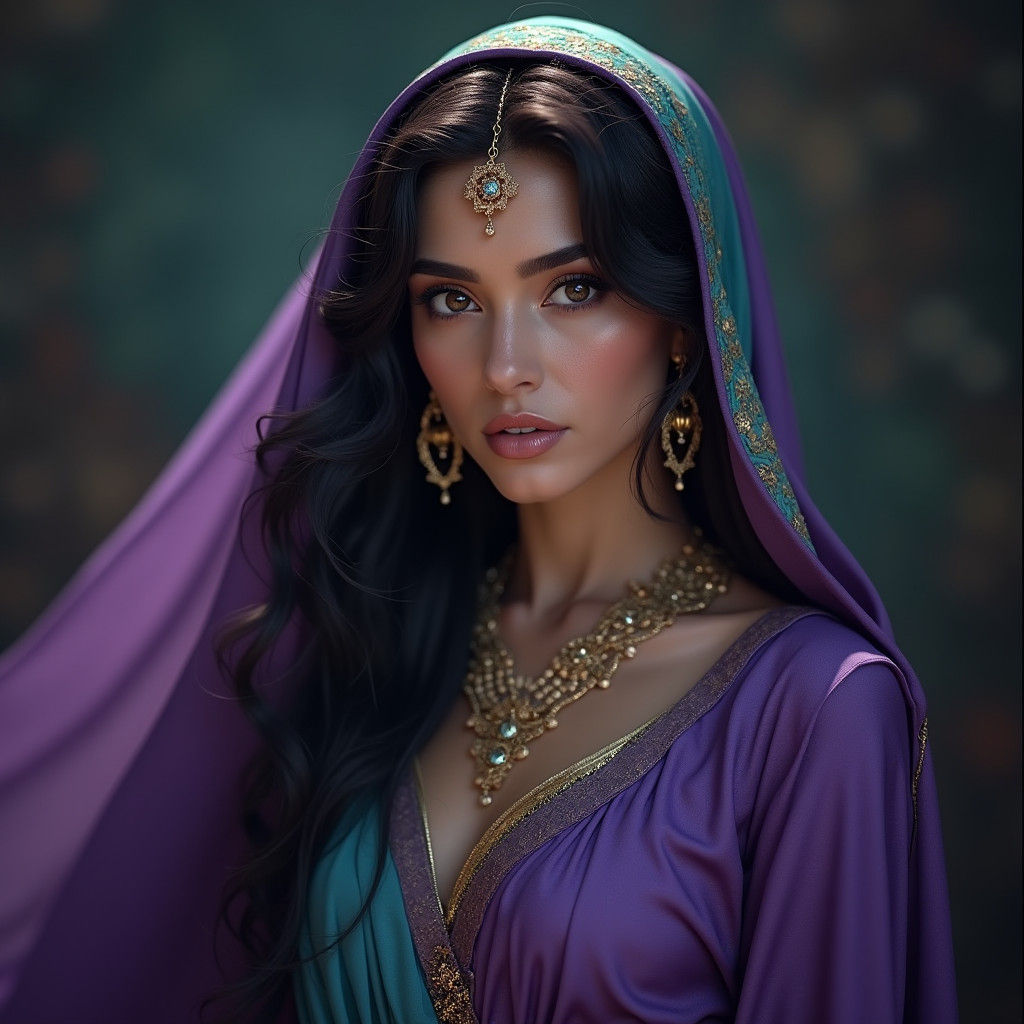 Arab Woman in Silk Dress, Fantasy Concept Art