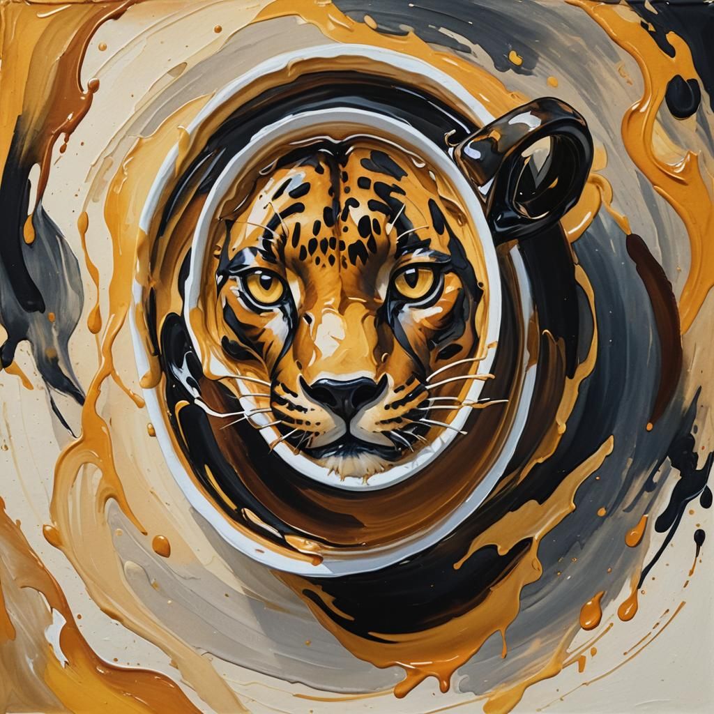 Panther-Honey Mutation in Coffee: Gouache Impression