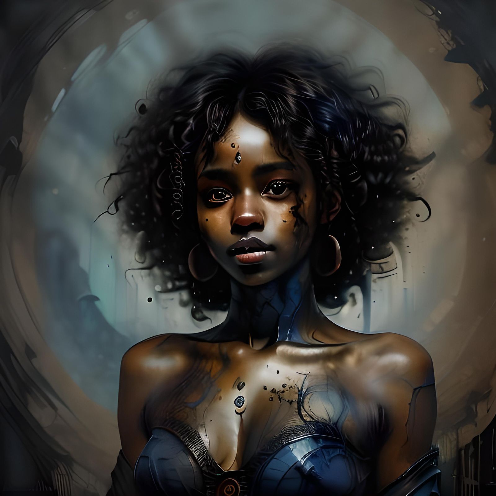 Beautiful Dark-Skinned Woman Portrait by Anna Razumovskaya