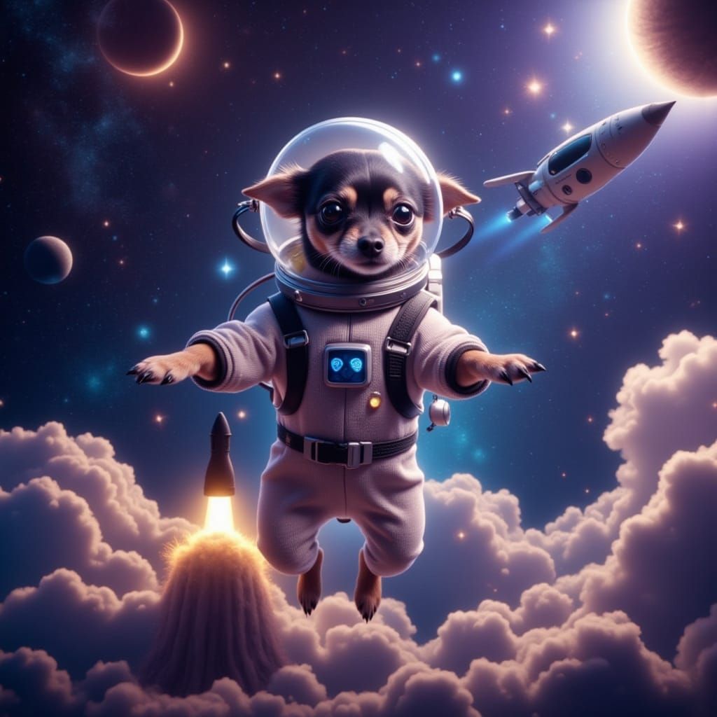 Cosmic Canine Astronaut in Digital Art