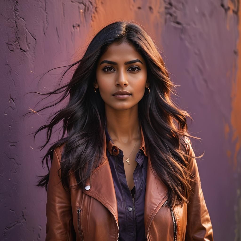 Stunning Portrait of Modern Indian Woman with Sunset Hair