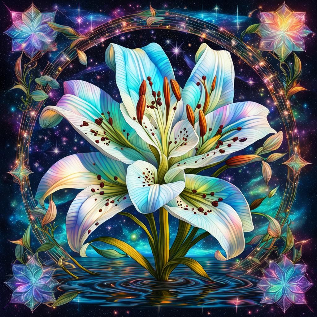 Checkered Lily in Holographic Cosmic Illustration