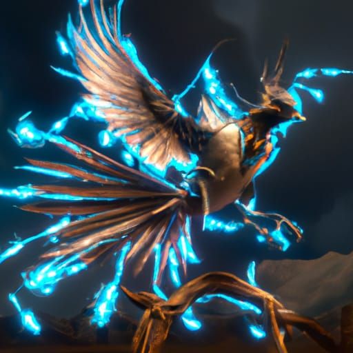 Lightning Bird in Dark Fantasy Style