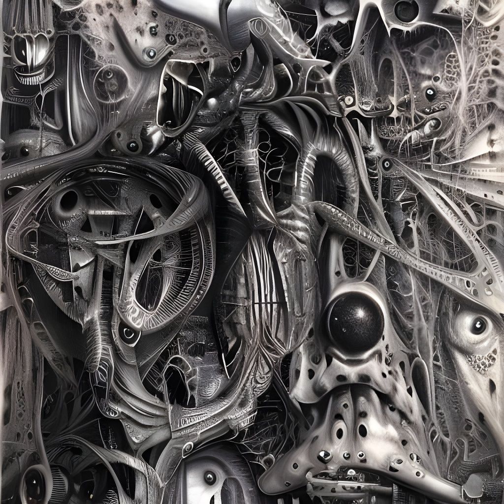 Monochromatic Cockroach Nightmare in Giger Style