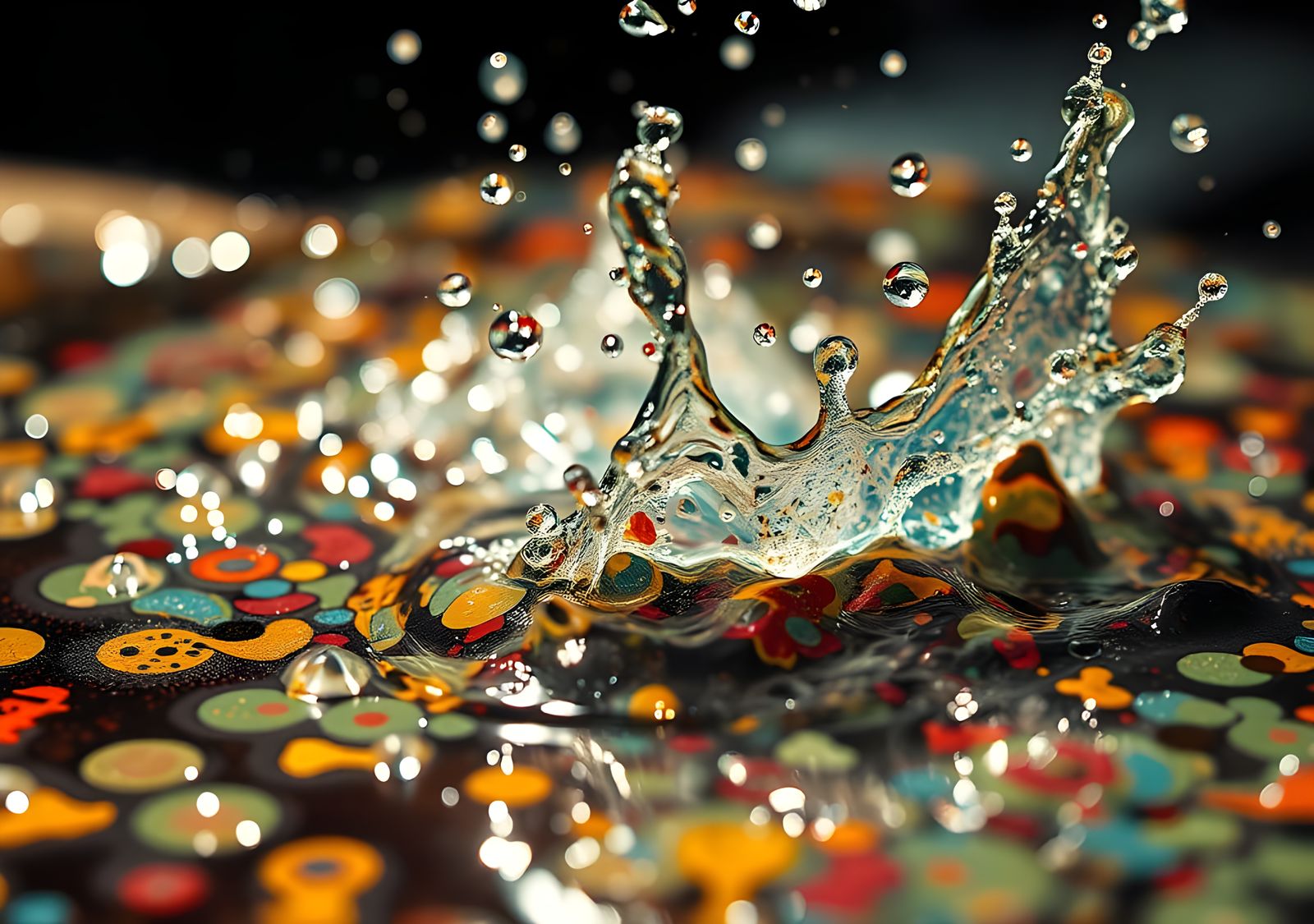 Ink Splatter Art: Water Play in Retro Pop Style