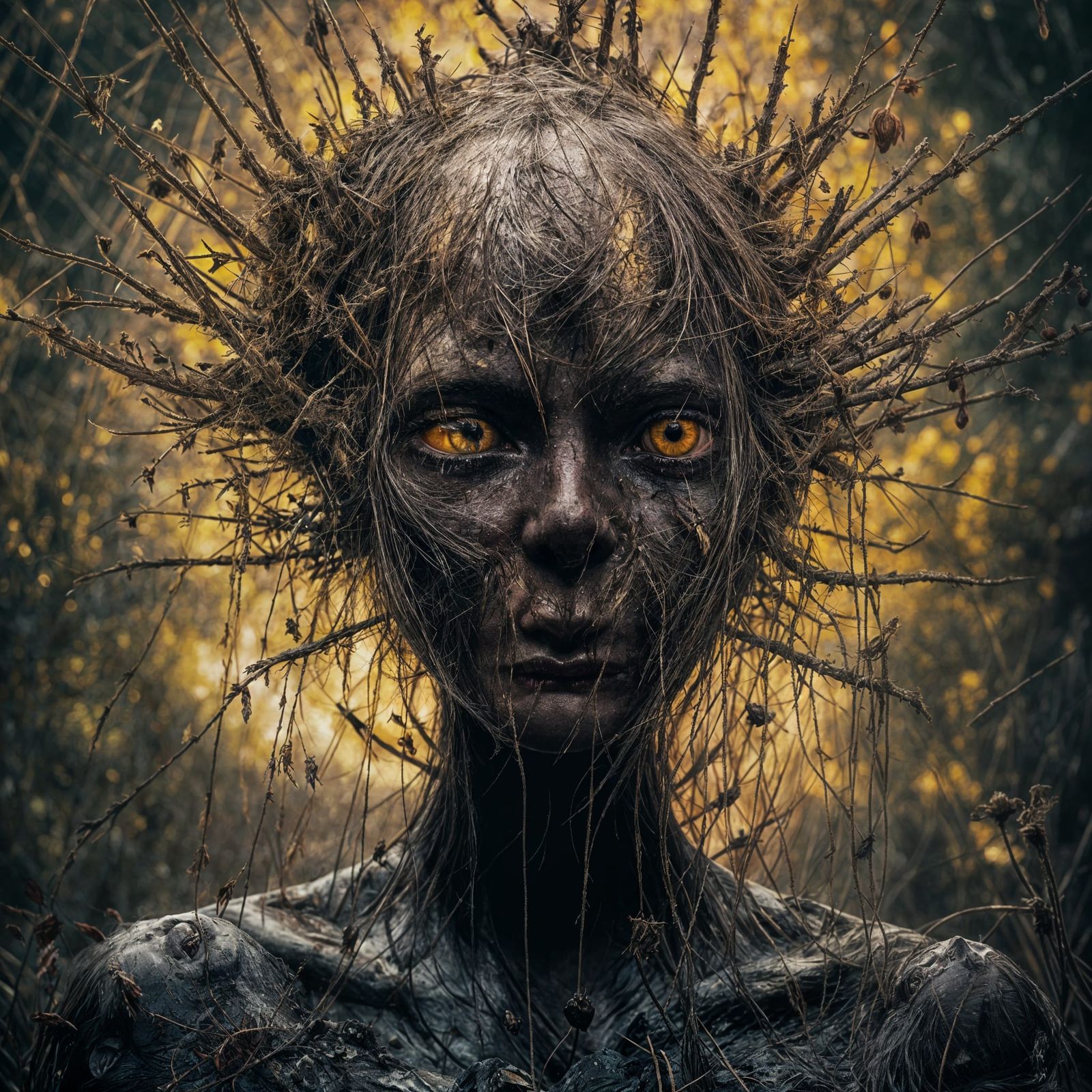 Macabre Female Face Formed by Blood in Hyperreal Style